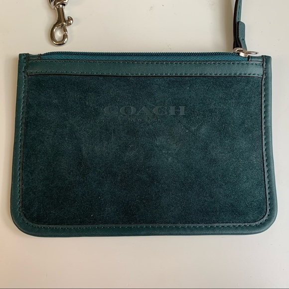 BOGO‼️ Auth Coach pouch wristlet forest green suede - Picture 6 of 16